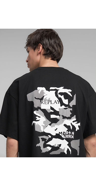 オーバーフィット REPLAY X MARTIN GARRIX ロゴ&グラフィックTシャツ 詳細画像 ブラック 7